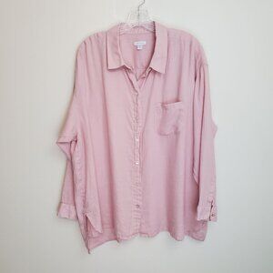 J. Jill Love Linen button up shirt and cami set in blush pink